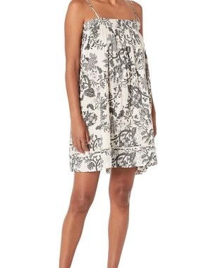 Sleeveless smocked sheath shirt dress coverup floral lucky